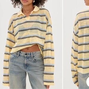 Lioness Striped Yellow and Black Women's Polo Top